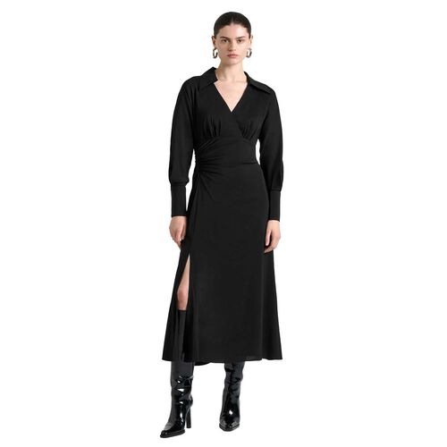 Cue Long Sleeve Ruched Midi Dress